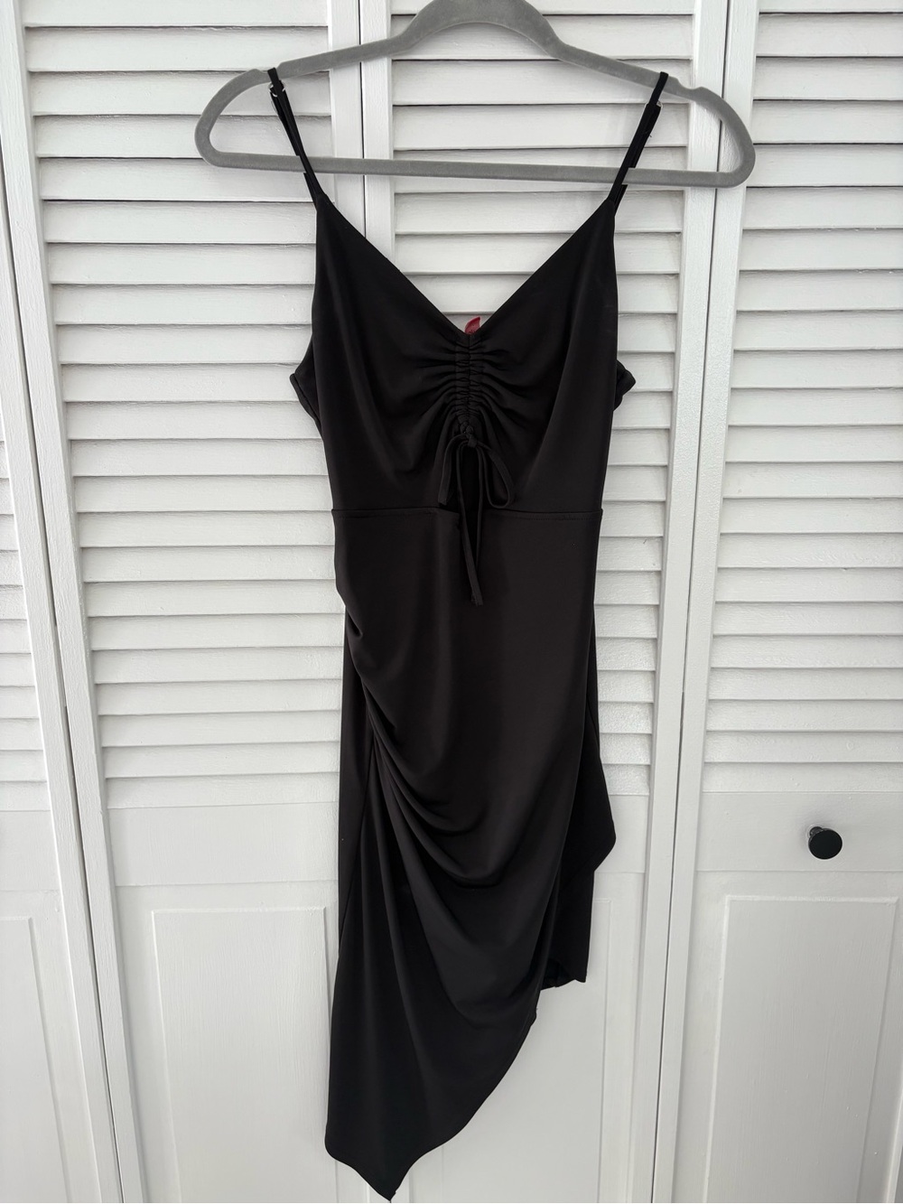 Guess Black Ruched Asymmetrical Slip Dress Women's